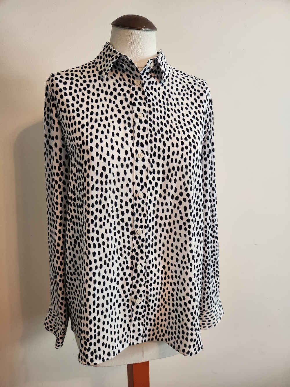 J. Crew Black Spot Print Blouse on White